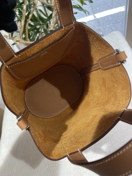 画像7: 【新品】【未使用品】HERMES エルメス インザループ 18 トリヨンクレマンス×スイフト ゴールド シルバー金具 B刻印 ハンドバッグ レディース 女性用 ブランド 本革 レザー カーフ ブラウン 茶色 希少 レア プレゼント ギフト バック (7)