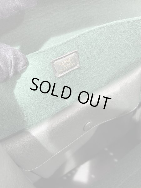 画像7: 【美品】HERMES エルメス フードゥ フェルト×レザー ダークグリーン ゴールド金具 F刻印□ヴィンテージ 中古 トートバッグ ハンドバッグ ボストンバッグ レディース 女性用 メンズ ブランド 本革 レザー カーフ 緑 希少 レア プレゼント ギフトバック (7)