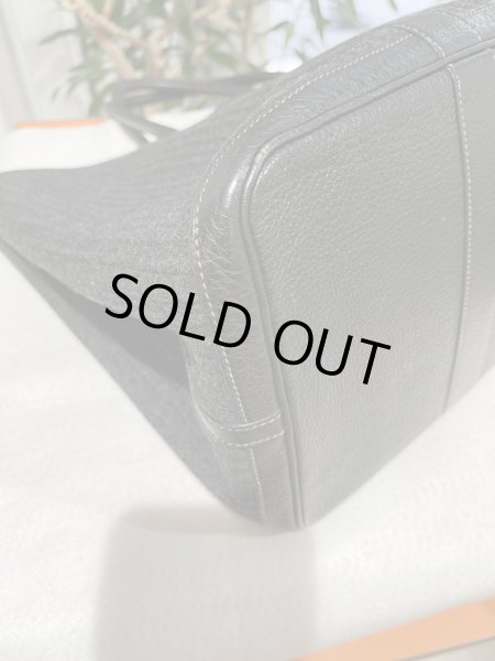 画像6: 【美品】HERMES エルメス ガーデンパーティ 43 MM プリーツフェルト×ブッフル ブラック シルバー金具 J刻印□ グレー×ブラック 中古 ハンドバッグ トートバッグ レディース 女性用 本革 レザー カーフ ブランド 黒 希少 レア プレゼント ギフト バック (6)