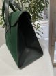 画像5: 【美品】HERMES エルメス フードゥ フェルト×レザー ダークグリーン ゴールド金具 F刻印□ヴィンテージ 中古 トートバッグ ハンドバッグ ボストンバッグ レディース 女性用 メンズ ブランド 本革 レザー カーフ 緑 希少 レア プレゼント ギフトバック (5)