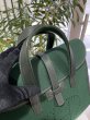 画像3: 【美品】HERMES エルメス フードゥ フェルト×レザー ダークグリーン ゴールド金具 F刻印□ヴィンテージ 中古 トートバッグ ハンドバッグ ボストンバッグ レディース 女性用 メンズ ブランド 本革 レザー カーフ 緑 希少 レア プレゼント ギフトバック (3)
