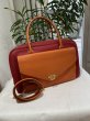 画像1: HERMES エルメス ロレーヌ バイカラー トゴ オレンジ×ルージュヴィフ ゴールド金具 F刻印□ ヴィンテージ 中古 ハンドバッグ ショルダーバッグ 2WAYバッグ レディース 女性用 ブランド 本革 レザー カーフ 赤 レッド 希少 レア プレゼント ギフト バック (1)