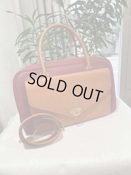 画像1: HERMES エルメス ロレーヌ バイカラー トゴ オレンジ×ルージュヴィフ ゴールド金具 F刻印□ ヴィンテージ 中古 ハンドバッグ ショルダーバッグ 2WAYバッグ レディース 女性用 ブランド 本革 レザー カーフ 赤 レッド 希少 レア プレゼント ギフト バック (1)