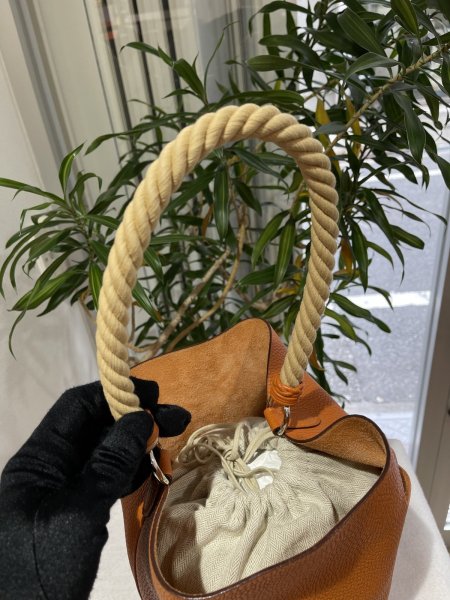 画像5: 【極美品】HERMES エルメスマンジョワールMM トリヨンクレマンス ポティロン シルバー金具 I刻印□ オレンジ バケツ型 中古 ハンドバッグ ショルダーバッグ トートバッグ レディース 女性用 本革 レザー カーフ ブランド 希少 レア プレゼント ギフト バック (5)