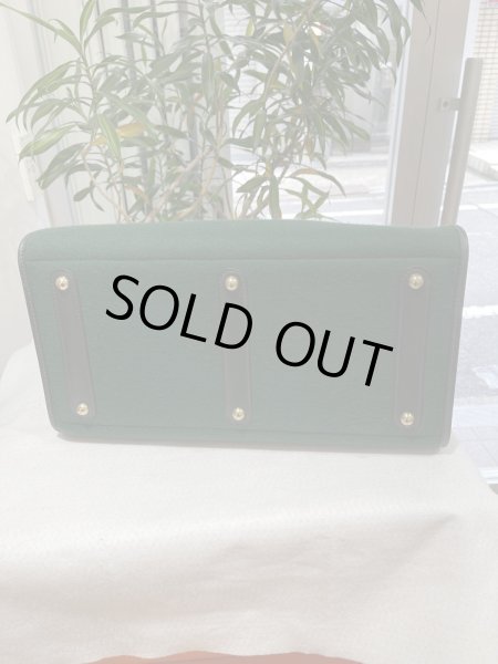 画像4: 【美品】HERMES エルメス フードゥ フェルト×レザー ダークグリーン ゴールド金具 F刻印□ヴィンテージ 中古 トートバッグ ハンドバッグ ボストンバッグ レディース 女性用 メンズ ブランド 本革 レザー カーフ 緑 希少 レア プレゼント ギフトバック (4)