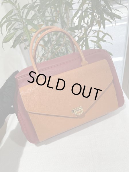 画像2: HERMES エルメス ロレーヌ バイカラー トゴ オレンジ×ルージュヴィフ ゴールド金具 F刻印□ ヴィンテージ 中古 ハンドバッグ ショルダーバッグ 2WAYバッグ レディース 女性用 ブランド 本革 レザー カーフ 赤 レッド 希少 レア プレゼント ギフト バック (2)