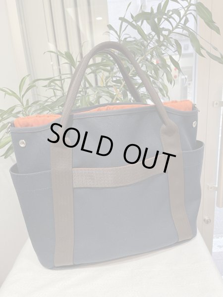 画像2: 【新品同様品】HERMES エルメス 2WAYバッグ サックドパンサージュ グルーム ネイビー×オレンジ トワルシェブロン×レザー シルバー金具 Y刻印 中古 トート ショルダー ハンドバッグ レディース 女性用 ブランド 本革 レザ　カーフ 希少 レア プレゼント ギフト バック (2)