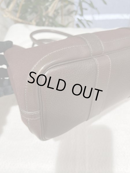 画像6: 【美品】HERMES エルメス ガーデンパーティTPM 30 ヴェルソ ストラップ付き トワルオフィシエ×ブッフル ブラウン×ネイビー シルバー金具 I刻印□ 中古 ハンドバッグ トートバッグ 2WAYバッグ レディース 女性用 本革 レザー ブランド 希少 レア プレゼント バック (6)