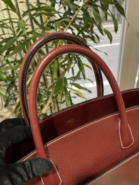 画像3: 【美品】HERMES エルメス ホワイトバスGM リセ ルージュアッシュ ゴールド金具 E刻印□ ソルド品 ヴィンテージ ブリーフケース 中古 トートバッグ ハンドバッグ 書類バッグ レディース 女性用 メンズ ユニセックス レザー ブランド プレゼント ギフト 希少 レア バック (3)