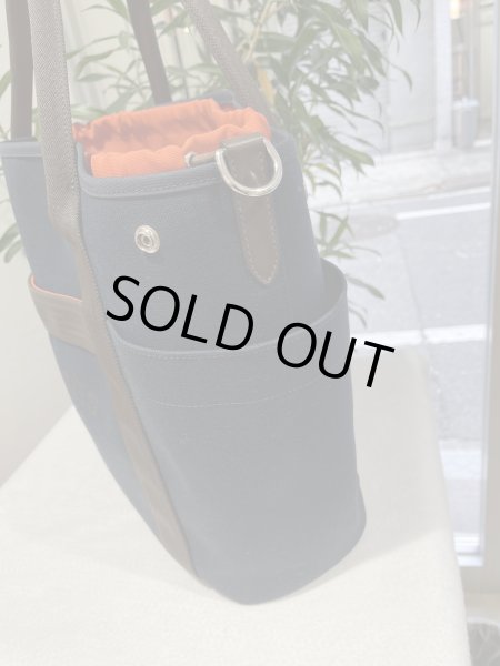 画像4: 【新品同様品】HERMES エルメス 2WAYバッグ サックドパンサージュ グルーム ネイビー×オレンジ トワルシェブロン×レザー シルバー金具 Y刻印 中古 トート ショルダー ハンドバッグ レディース 女性用 ブランド 本革 レザ　カーフ 希少 レア プレゼント ギフト バック (4)