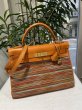 画像1: 【美品】HERMES エルメス ケリー 32 内縫い ボックスカーフ×ヴィブラート オレンジ ゴールド金具 I刻印□ コンビ 中古 ハンドバッグ ショルダーバッグ 2WAYバッグ レディース 女性用 ブランド ヴィンテージ 本革 レザー カーフ 希少 レア プレゼント ギフト バック (1)