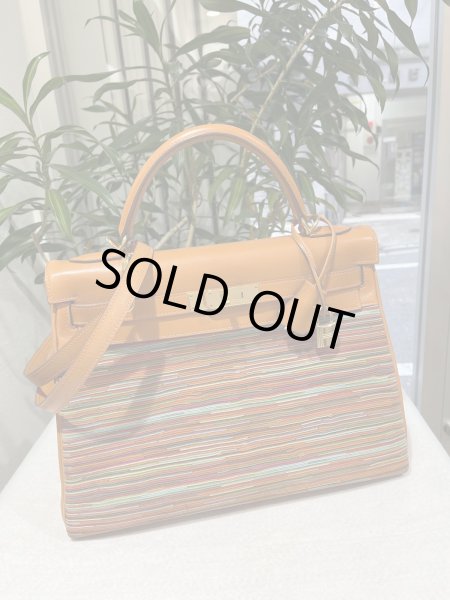 画像1: 【美品】HERMES エルメス ケリー 32 内縫い ボックスカーフ×ヴィブラート オレンジ ゴールド金具 I刻印□ コンビ 中古 ハンドバッグ ショルダーバッグ 2WAYバッグ レディース 女性用 ブランド ヴィンテージ 本革 レザー カーフ 希少 レア プレゼント ギフト バック (1)
