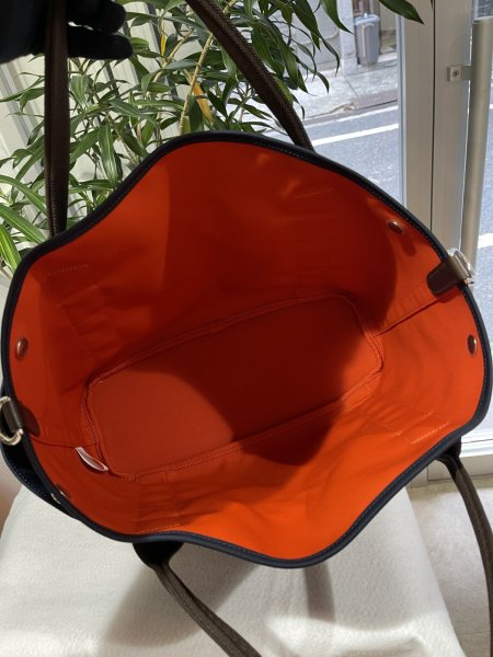 画像10: 【新品同様品】HERMES エルメス 2WAYバッグ サックドパンサージュ グルーム ネイビー×オレンジ トワルシェブロン×レザー シルバー金具 Y刻印 中古 トート ショルダー ハンドバッグ レディース 女性用 ブランド 本革 レザ　カーフ 希少 レア プレゼント ギフト バック (10)