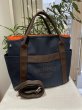 画像1: 【新品同様品】HERMES エルメス 2WAYバッグ サックドパンサージュ グルーム ネイビー×オレンジ トワルシェブロン×レザー シルバー金具 Y刻印 中古 トート ショルダー ハンドバッグ レディース 女性用 ブランド 本革 レザ　カーフ 希少 レア プレゼント ギフト バック (1)