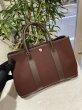 画像2: 【美品】HERMES エルメス ガーデンパーティTPM 30 ヴェルソ ストラップ付き トワルオフィシエ×ブッフル ブラウン×ネイビー シルバー金具 I刻印□ 中古 ハンドバッグ トートバッグ 2WAYバッグ レディース 女性用 本革 レザー ブランド 希少 レア プレゼント バック (2)