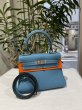 画像1: 【新品同様品】HERMES エルメス ミニケリー 20 内縫い トゴ ブルージーン シルバー金具 H刻印□ ヴィンテージ 中古 ハンドバッグ ショルダーバッグ 2WAYバッグ ポシェット レディース 女性用 ブランド 本革 レザー カーフ 青 希少 レア プレゼント ギフト バック (1)