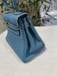 画像7: 【新品同様品】HERMES エルメス ミニケリー 20 内縫い トゴ ブルージーン シルバー金具 H刻印□ ヴィンテージ 中古 ハンドバッグ ショルダーバッグ 2WAYバッグ ポシェット レディース 女性用 ブランド 本革 レザー カーフ 青 希少 レア プレゼント ギフト バック (7)