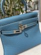 画像4: 【新品同様品】HERMES エルメス ミニケリー 20 内縫い トゴ ブルージーン シルバー金具 H刻印□ ヴィンテージ 中古 ハンドバッグ ショルダーバッグ 2WAYバッグ ポシェット レディース 女性用 ブランド 本革 レザー カーフ 青 希少 レア プレゼント ギフト バック (4)