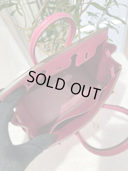 画像7: 【極美品】HERMES エルメス バーキン 25 キャンディ ヴォーエプソン ローズティリアン×ルビー シルバー金具 O刻印□ 中古 ハンドバッグ トートバッグ レディース 女性用 ブランド ピンク 本革 レザー カーフ 希少 レア プレゼント ギフト バック (7)