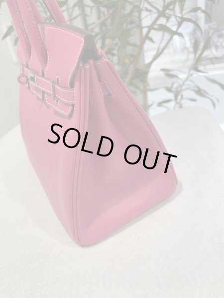 画像4: 【極美品】HERMES エルメス バーキン 25 キャンディ ヴォーエプソン ローズティリアン×ルビー シルバー金具 O刻印□ 中古 ハンドバッグ トートバッグ レディース 女性用 ブランド ピンク 本革 レザー カーフ 希少 レア プレゼント ギフト バック (4)