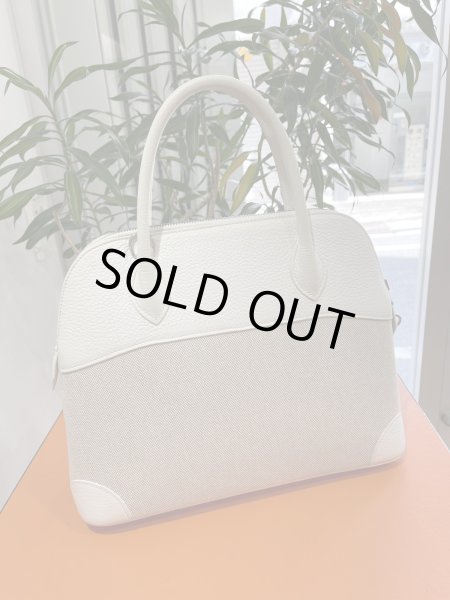 画像3: 【美品】HERMES エルメス ボリード 31 トリヨンクレマンス×トワルアッシュ ホワイト×ナチュラル シルバー金具 J刻印□ コンビ 中古 ハンドバッグ ショルダーバッグ 2WAYバッグ レディース 女性用 ブランド 本革 レザー カーフ 白 希少 レア バック (3)