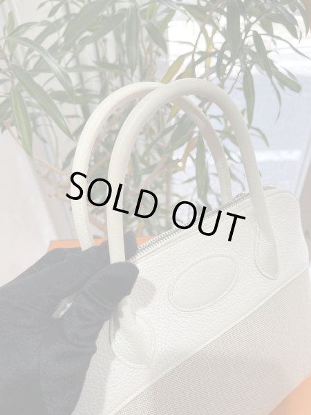 画像5: 【美品】HERMES エルメス ボリード 31 トリヨンクレマンス×トワルアッシュ ホワイト×ナチュラル シルバー金具 J刻印□ コンビ 中古 ハンドバッグ ショルダーバッグ 2WAYバッグ レディース 女性用 ブランド 本革 レザー カーフ 白 希少 レア バック (5)