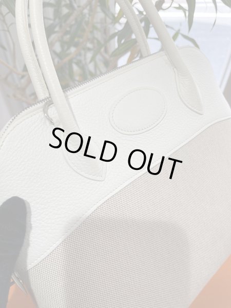 画像7: 【美品】HERMES エルメス ボリード 31 トリヨンクレマンス×トワルアッシュ ホワイト×ナチュラル シルバー金具 J刻印□ コンビ 中古 ハンドバッグ ショルダーバッグ 2WAYバッグ レディース 女性用 ブランド 本革 レザー カーフ 白 希少 レア バック (7)