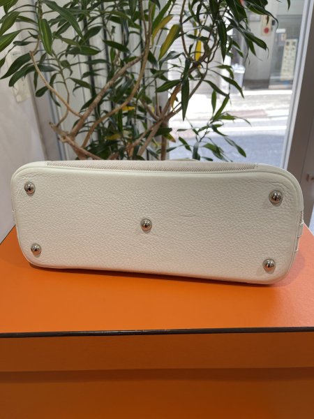 画像4: 【美品】HERMES エルメス ボリード 31 トリヨンクレマンス×トワルアッシュ ホワイト×ナチュラル シルバー金具 J刻印□ コンビ 中古 ハンドバッグ ショルダーバッグ 2WAYバッグ レディース 女性用 ブランド 本革 レザー カーフ 白 希少 レア バック (4)