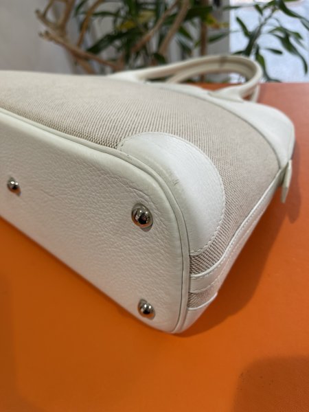 画像11: 【美品】HERMES エルメス ボリード 31 トリヨンクレマンス×トワルアッシュ ホワイト×ナチュラル シルバー金具 J刻印□ コンビ 中古 ハンドバッグ ショルダーバッグ 2WAYバッグ レディース 女性用 ブランド 本革 レザー カーフ 白 希少 レア バック (11)