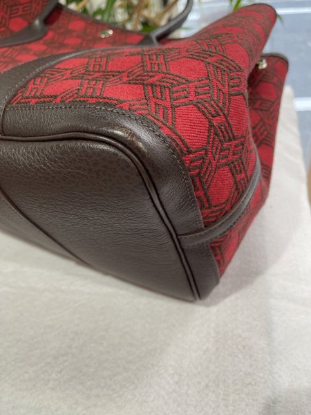 画像9: 【美品】HERMES エルメス ガーデンパーティ 36 PM トワルソーアッシュ×ブッフル ルージュガランス シルバー金具 K刻印□ 中古 ハンドバッグ トートバッグ レディース 女性用 本革 レザー カーフ レッド 赤 ブランド 希少 レア プレゼント ギフト バック (9)