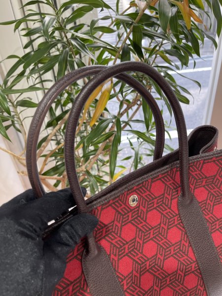画像5: 【美品】HERMES エルメス ガーデンパーティ 36 PM トワルソーアッシュ×ブッフル ルージュガランス シルバー金具 K刻印□ 中古 ハンドバッグ トートバッグ レディース 女性用 本革 レザー カーフ レッド 赤 ブランド 希少 レア プレゼント ギフト バック (5)