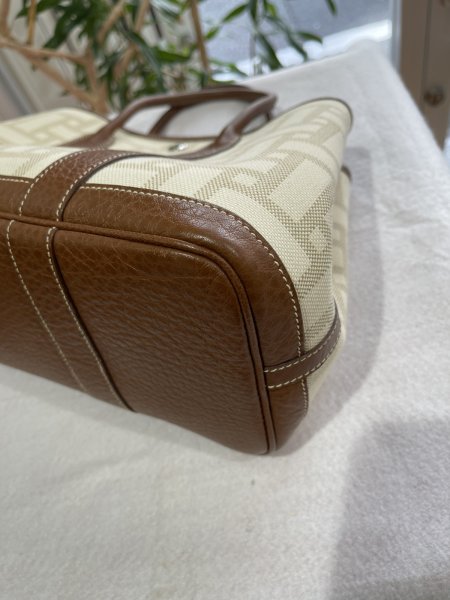 画像9: 【極美品】HERMES エルメス ガーデンパーティ 30 TPM トワルモザイク×ブッフル マロン シルバー金具 L刻印□ ブラウン コンビ 中古 ハンドバッグ トートバッグ レディース 女性用 本革 レザー カーフ 茶色 ブランド 希少 レア プレゼント ギフト バック (9)