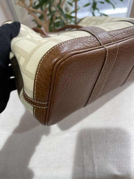 画像8: 【極美品】HERMES エルメス ガーデンパーティ 30 TPM トワルモザイク×ブッフル マロン シルバー金具 L刻印□ ブラウン コンビ 中古 ハンドバッグ トートバッグ レディース 女性用 本革 レザー カーフ 茶色 ブランド 希少 レア プレゼント ギフト バック (8)