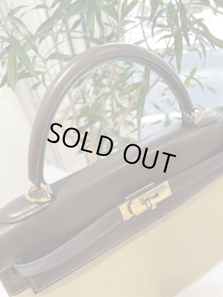 画像5: 【新品同様品】HERMES エルメスケリー 32 内縫い エバーカーフ×ヴォートロイカ エベーヌ×タバックキャメル ゴールド金具 K刻印□ ハラコ コンビ 中古 ハンドバッグ ショルダーバッグ 2WAYバッグ レディース 女性用 ブランド 本革 レザー ブラウン 希少 レア バック (5)