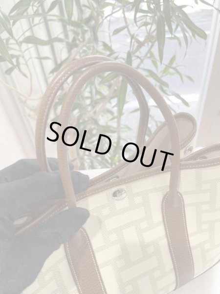 画像5: 【極美品】HERMES エルメス ガーデンパーティ 30 TPM トワルモザイク×ブッフル マロン シルバー金具 L刻印□ ブラウン コンビ 中古 ハンドバッグ トートバッグ レディース 女性用 本革 レザー カーフ 茶色 ブランド 希少 レア プレゼント ギフト バック (5)