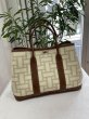 画像1: 【極美品】HERMES エルメス ガーデンパーティ 30 TPM トワルモザイク×ブッフル マロン シルバー金具 L刻印□ ブラウン コンビ 中古 ハンドバッグ トートバッグ レディース 女性用 本革 レザー カーフ 茶色 ブランド 希少 レア プレゼント ギフト バック (1)