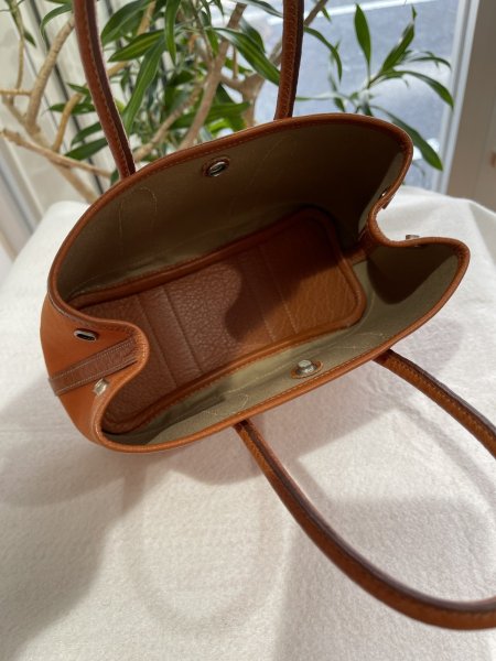 画像7: 【美品】HERMES エルメス ガーデンパーティ 23 TTPM トワルオフィシエ×ブッフル ポティロン シルバー金具 I刻印□ オレンジ 中古 ハンドバッグ クラッチバッグ セカンドバッグ ポーチ レディース 女性用 本革 レザー ブランド 希少 レア プレゼント ギフト バック (7)