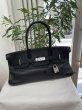 画像1: 【美品】HERMES エルメス ショルダーバーキン 42 トリヨンクレマンス ブラック シルバー金具 L刻印□ ヴィンテージ 中古 ハンドバッグ トートバッグ レディース 女性用 ブランド 黒 本革 レザー カーフ 希少 レア プレゼント ギフト バック (1)