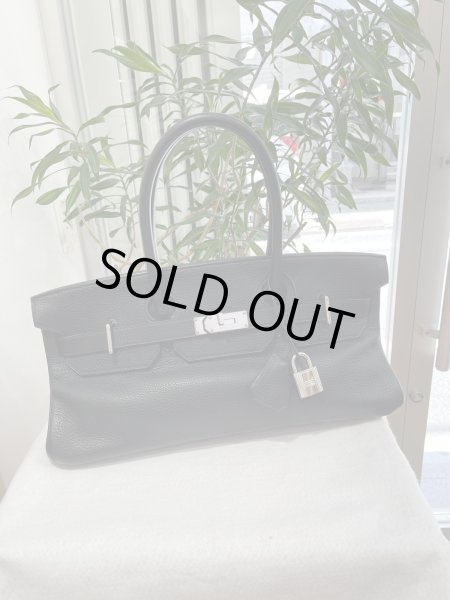 画像1: 【美品】HERMES エルメス ショルダーバーキン 42 トリヨンクレマンス ブラック シルバー金具 L刻印□ ヴィンテージ 中古 ハンドバッグ トートバッグ レディース 女性用 ブランド 黒 本革 レザー カーフ 希少 レア プレゼント ギフト バック (1)