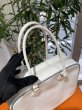 画像5: 【美品】HERMES エルメス プリュム 28　ヴォーエプソン ホワイト×ブルージーン シルバー金具 I刻印□ バイカラー 中古 ハンドバッグ ショルダーバッグ トートバッグ レディース 女性用 ブランド 本革 レザー カーフ 白 青 希少 レア プレゼント ギフト バック (5)