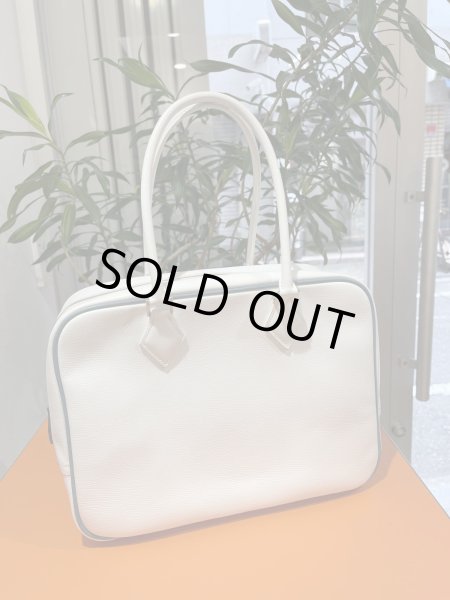 画像1: 【美品】HERMES エルメス プリュム 28　ヴォーエプソン ホワイト×ブルージーン シルバー金具 I刻印□ バイカラー 中古 ハンドバッグ ショルダーバッグ トートバッグ レディース 女性用 ブランド 本革 レザー カーフ 白 青 希少 レア プレゼント ギフト バック (1)