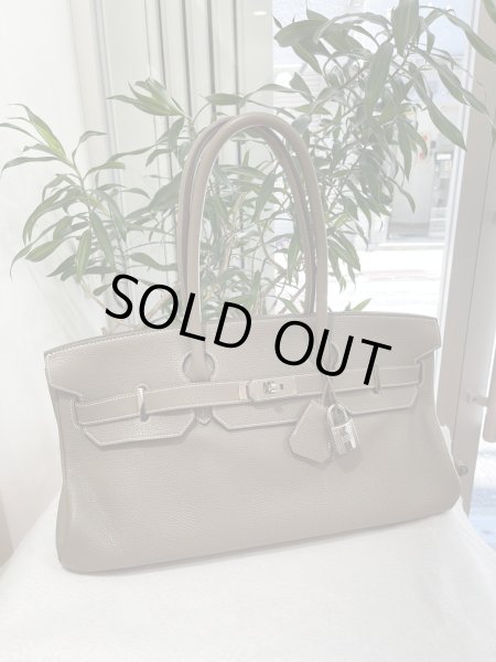 画像1: 【美品】HERMES エルメス ショルダーバーキン 42 トゴ エトゥープ シルバー金具 N刻印□ 新型 中古 ショルダーバッグ ハンドバッグ トートバッグ レディース 女性用 ブランド グレー 本革 レザー カーフ 希少 レア プレゼント ギフト バック (1)