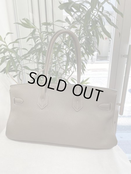 画像2: 【美品】HERMES エルメス ショルダーバーキン 42 トゴ エトゥープ シルバー金具 N刻印□ 新型 中古 ショルダーバッグ ハンドバッグ トートバッグ レディース 女性用 ブランド グレー 本革 レザー カーフ 希少 レア プレゼント ギフト バック (2)