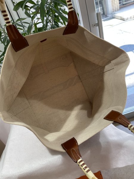 画像7: 【極美品】HERMES エルメス スティープル 31 ラージトートバッグ トワルアッシュ×バレニア×ストロー ベージュ×フォーブ O刻印□ 中古 ハンドバッグ ショルダーバッグ レディース 女性用 ブランド ブラウン 本革 レザー 希少 レア プレゼント ギフト バック (7)