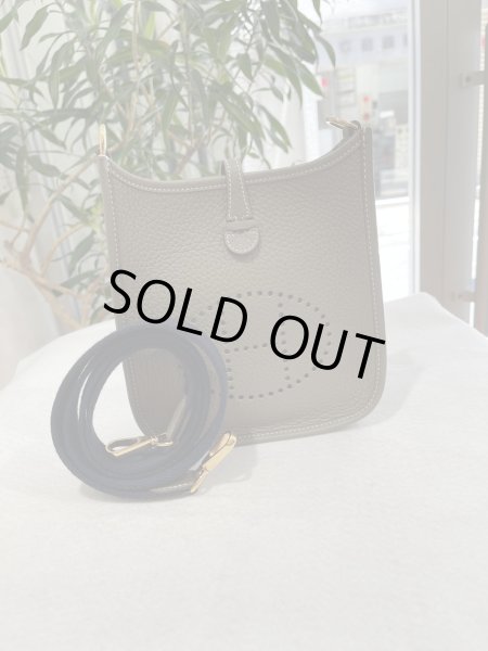 画像1: 【新品同様品】HERMES エルメス エヴリン アマゾン TPM トリヨンクレマンス エトゥープ×ブルーインディゴ ゴールド金具 W刻印 ショルダーバッグ メッセンジャーバッグ レディース 女性用 ブランド 本革 レザー グレー 希少 レア プレゼント ギフト バック (1)