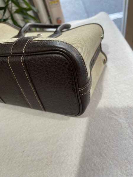 画像9: 【美品】HERMES エルメス ガーデンパーティ 23 TTPM トワルアッシュ×ブッフル マロン シルバー金具 I刻印□ ブラウン 中古 ハンドバッグ クラッチバッグ セカンドバッグ ポーチ レディース 女性用 本革 レザー ブランド 茶色 希少 レア プレゼント ギフト バック (9)