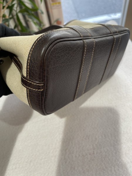 画像8: 【美品】HERMES エルメス ガーデンパーティ 23 TTPM トワルアッシュ×ブッフル マロン シルバー金具 I刻印□ ブラウン 中古 ハンドバッグ クラッチバッグ セカンドバッグ ポーチ レディース 女性用 本革 レザー ブランド 茶色 希少 レア プレゼント ギフト バック (8)