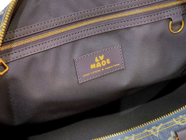 画像7: 【新品】【未使用品】LOUIS VUITTON ルイ・ヴィトン M45975 キーポル バンドリエール 50 スクエアード NIGOコラボ モノグラムデニム×トリヨンレザー ブルー×ネイビー ハンドバッグ ボストンバッグ 2WAY レディース メンズ ブランド ビトン レア プレゼント バック (7)