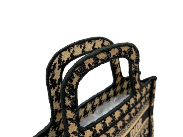 画像5: 【極美品】Christian Dior クリスチャン ディオール ブックトート ミニ オブリーク エンブロイダリー キャンバス ブラック×ベージュ 中古 ハンドバッグ トートバッグ レディース 女性用 ブランド 黒 希少 レア プレゼント ギフト バック (5)