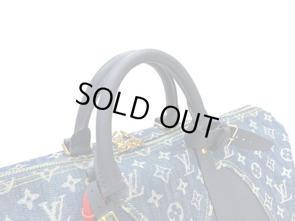 画像6: 【新品】【未使用品】LOUIS VUITTON ルイ・ヴィトン M45975 キーポル バンドリエール 50 スクエアード NIGOコラボ モノグラムデニム×トリヨンレザー ブルー×ネイビー ハンドバッグ ボストンバッグ 2WAY レディース メンズ ブランド ビトン レア プレゼント バック (6)